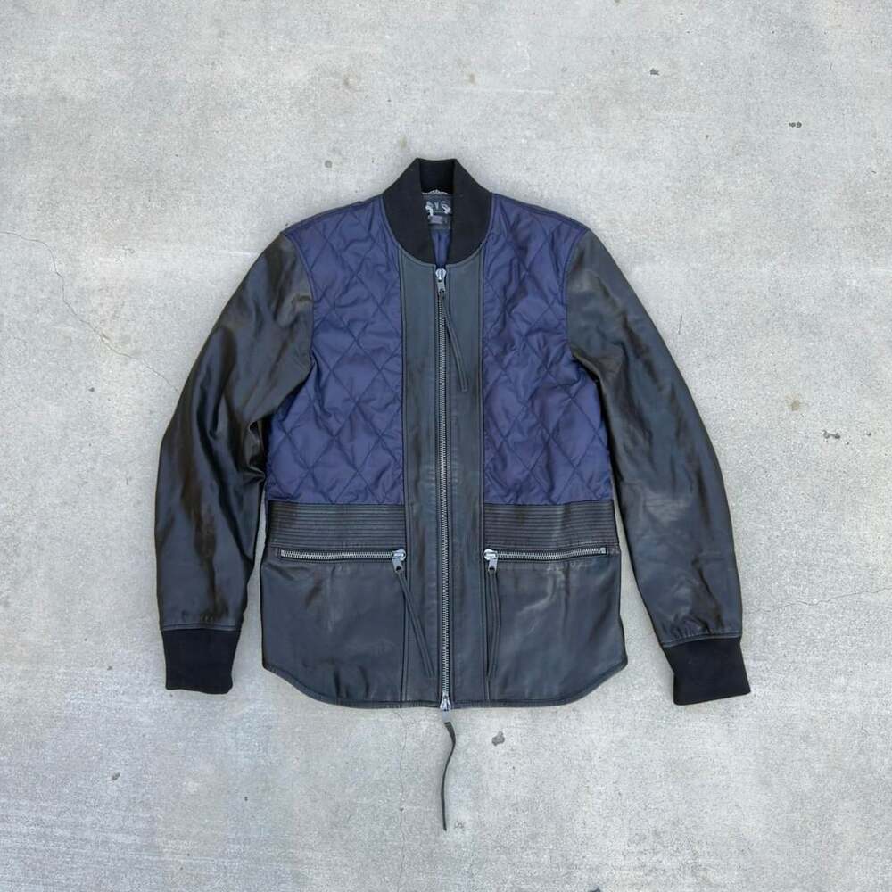 Diesel Black Gold Lensy Lambskin Leather Quilted Bomber Jacket